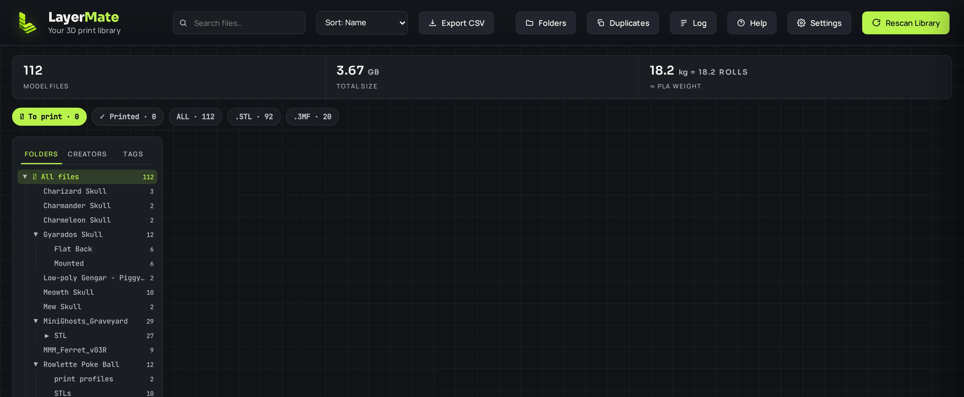 LayerMate's print queue